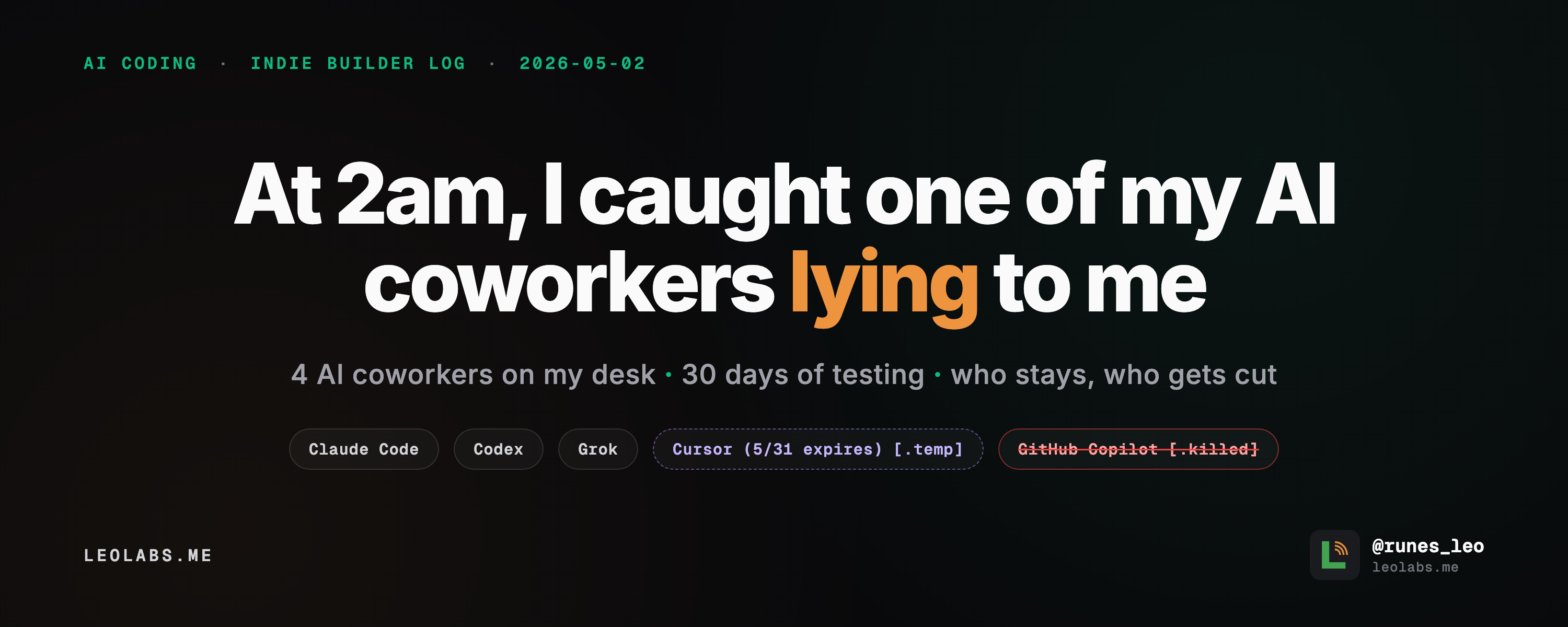 Cover: At 2am, I caught one of my AI coworkers lying to me